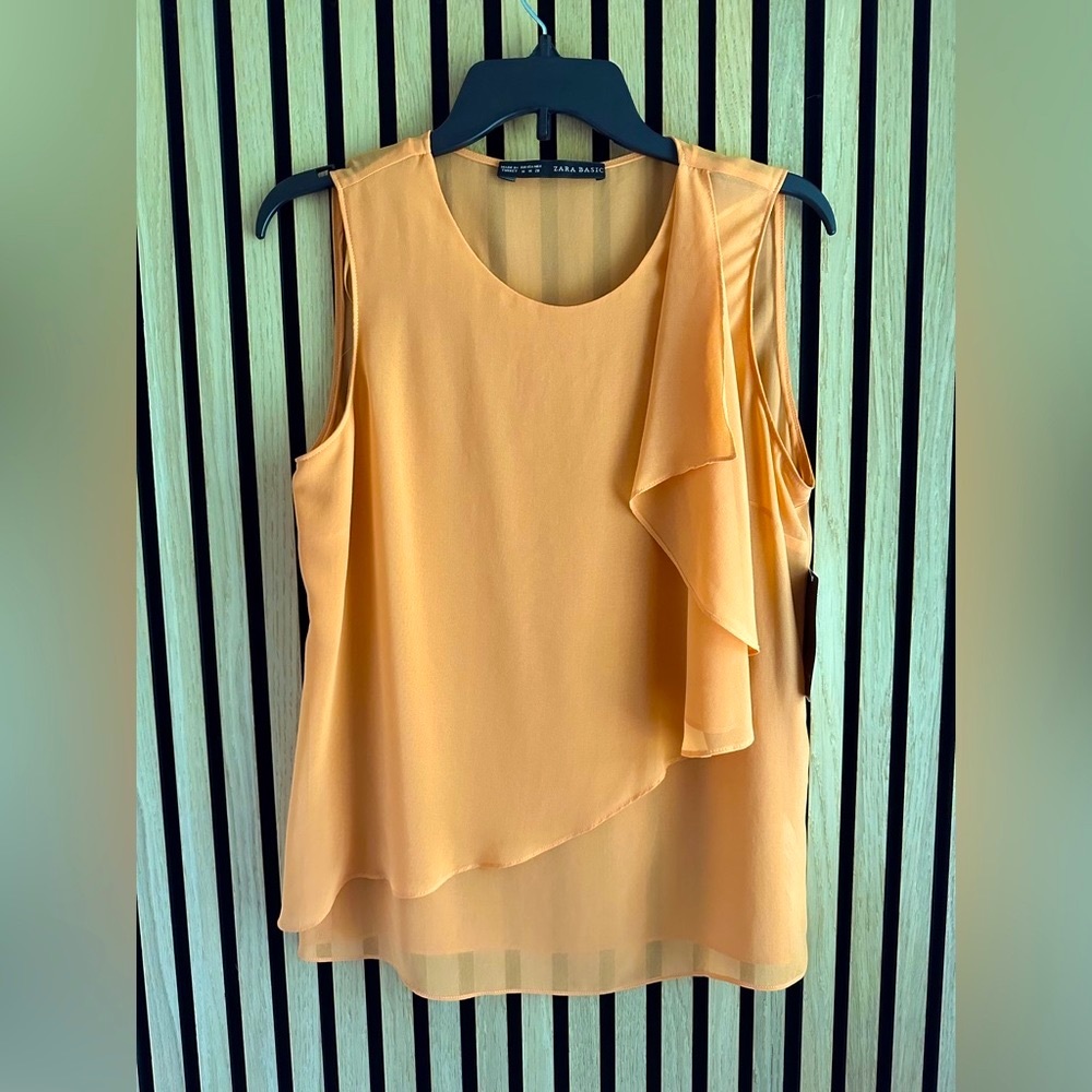 NWT ZARA chiffon sleeveless blouse apricot color Medium